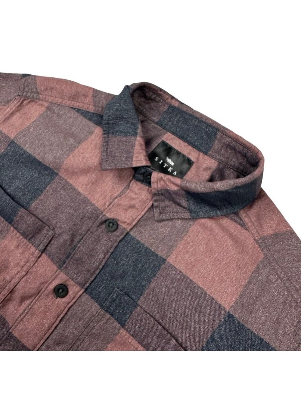 Sitka Men's Flannel L/S Shirt Pocket Button Shirt Brown Black Plaid • Medium